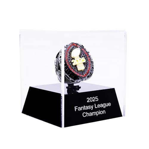 Image of 2025 Fantasy Football Championship Ring | Heavy FFL Champion Trophy Ring | Gold Silver Tone Plated Award Trophy for Fantasy Football League Winner