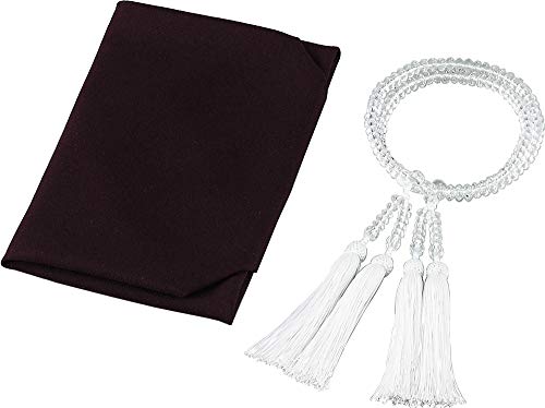 岸田産業 念珠 ふくさ セット 男性用 クリア 日本製 水晶 数珠 特選 二輪正絹松風頭房共仕立正絹ふくさ 401-5000 931988