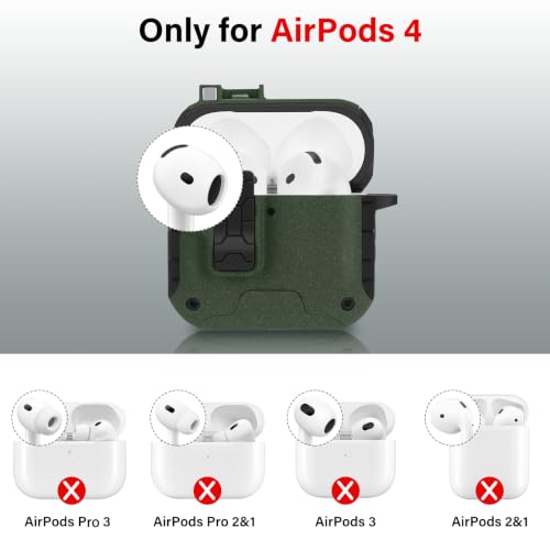 Image of HITZEE for AirPods 4 Case, Compatible with AirPods 4(2024) Generation Case, Magnetic Automatic Lock with Phone Stand, Compatible with MagSafe Cover, Green