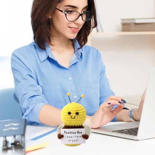 Image of Crochet Toys, Handmade Crochet Bee Plush Decor, for Women Men, Aesthetic Home Decor, Office Desk Decors, Table Decoration Items