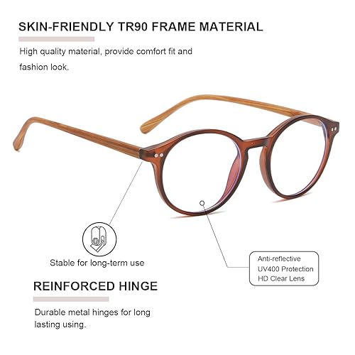 Image of Gleyemor Blue Light Glasses for Men Women, Vintage Round Frame Eyeglasses | Blue Light Blocking Glasses, Lightweight TR90 Frame, Work Gaming Daily Screen Office Computer Use
