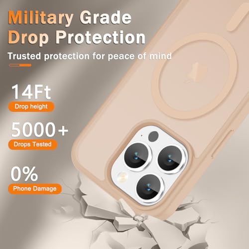 Image of YENAPOON for iPhone 15 Pro Max Case, Matte Magnetic Phone Cover [with 1 Screen Protector] [Support for MagSafe] [Shockproof Military Grade Protection] Translucent Frosted Back, Coral Pink