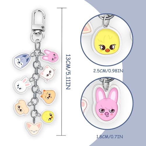 Stray Kids Schlüsselanhänger, SKZ Schlüssel Anhänger, Stray Kids Schlüsselanhänger, 8Pcs Kinder Anhänger Schlüssel, schlüsselanhänger Zubehör Spiel Requisiten Rucksack, Für Jungen Und Mädchen.