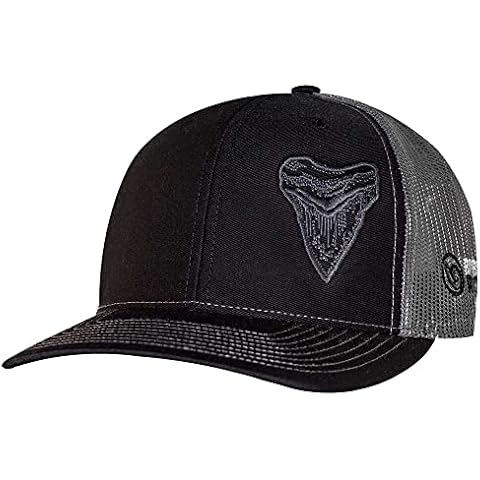 Born of Water Megalodon MEG Tooth Trucker Hat: Scuba Dive | Freediving | Spearfishing - Black/Charcoal Cover