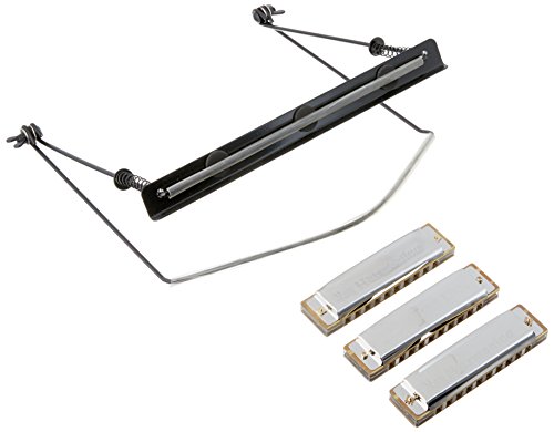 Chicago Blues KHCB-3A - 3 Harmonicas A, C & G with Harmonica Holder