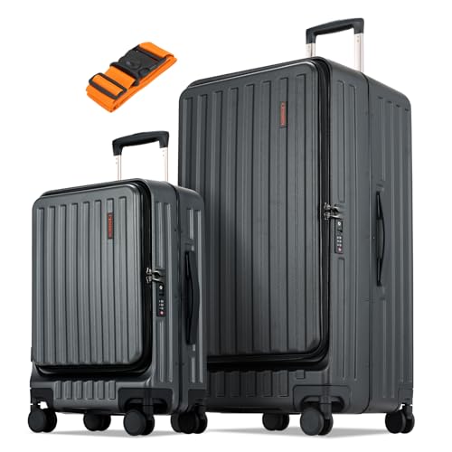 CENSIEN 2-Piece Luggage Set 20/29" Spinner Hardshell Black