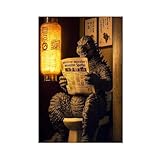 BNCEDJK Godzilla on Toilet - Póster de lienzo para pared, 30 x 45 cm