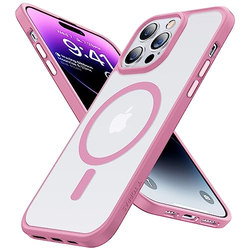 TORRAS Magnetic Guardian Designed for iPhone 14 Pro Max Case [Military Grade Drop Tested] [Compatible with MagSafe] Slim Translucent Matte Case for iPhone 14 Pro Max Phone Case 6.7", Pink