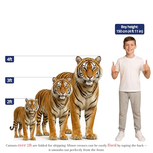 Image of Tiger 4FT Life Size Cardboard Cutout - A Fun Animal Standup for Photo Booths, Birthday Parties, and Events