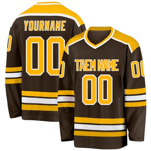 Consejos para Comprar Ropa de Hockey sobre hielo para Niño para comprar online. 44 Jersey de hockey deportivo con cuello en V para hombres y niños, nombre personalizado, número de equipo, número de equipo real, color blanco, A1-verde ejército, Large