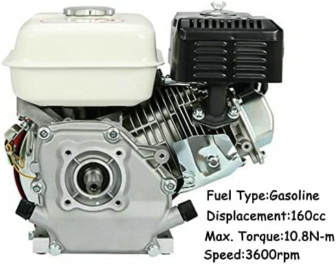 Gas Engine Motor, 6.5 HP 4 Stroke Gasoline Engine for GX160 OHV Go Kart Air Cooled Pull Start Motor Gas Engine 160CC 3600 RPM Industrial Grade Gas Engine Replacement, 4.8Kw