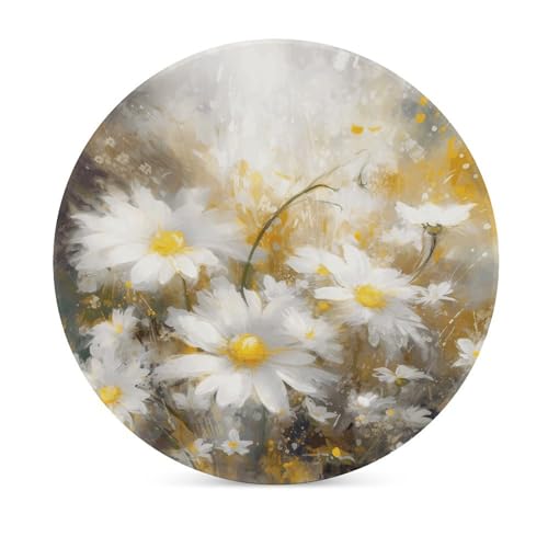 Dessous de verre en céramique lot de 6 avec liège motif fleurs pour table basse