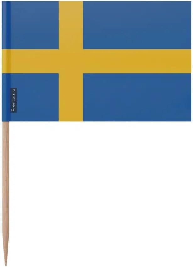 Sweden Flag Toothpicks in Various Sizes 100 Pieces 6.5 cm