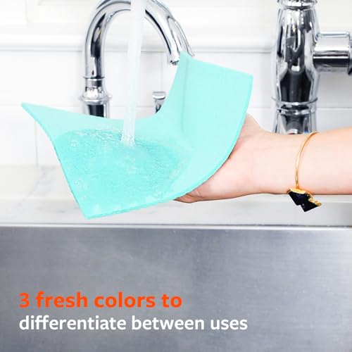 Image of Full Circle Squeeze Swedish Dish Cloths - 6 Pack Reusable Cellulose Sponge Cloths, Super Absorbent Microfiber Cleaning Towels, Paper Towel Alternative, Color-Coded, Eco-Friendly, & Dishwasher Safe