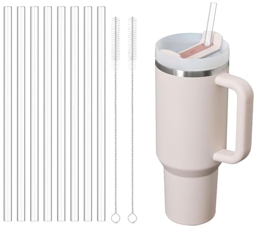 Replacement Straws for Stanley Quencher 40oz 8PCS Reusable Clear Cup Straws with 2PCS Straw Cleaners as Stanley Accessories Compatible with Stanley Adventure Quencher Travel Tumbler