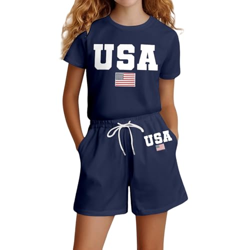 Ensemble d'été pour fille bleu marine short et haut coton 2-6 ans