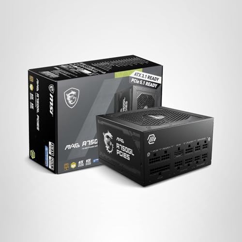 MSI MAG A750GL PCIE5, Fully Modular Compact Gaming 750W Power Supply, 80+ Gold, ATX 3.1 & PCIe 5.1 Ready, Native Dual-Color 12V-2x6 Cable, 10 Year Warranty — view 12
