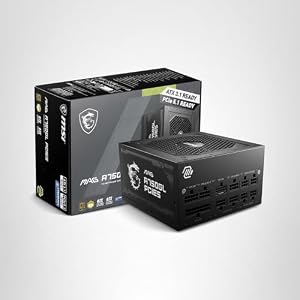 MSI MAG A750GL PCIE5, fuente de alimentación compacta totalmente modular para juegos de 750 W, 80+ Gold, ATX 3.1 y PCIe 5.1 listo, cable nativo de 12 V-2 x 6 de doble color, 10 años de garantía