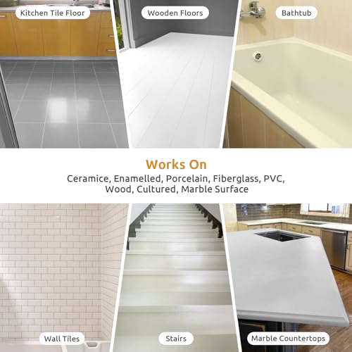 Kit de Pintura para Piso Interior One Step, pintado en un solo paso, base agua y bajo olor, pintura impermeable de alta dureza para cerámica, porcelana, fibra de vidrio, madera dura, laminado y vinil, 35oz, Negro miniatura 6