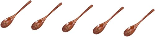 Miniatura 1 de NOLITOY Cuchara ritual de ramen cucharas cucharas mini cucharas para comer servir ensalada de madera tallada cucharas de sopa cucharas de madera