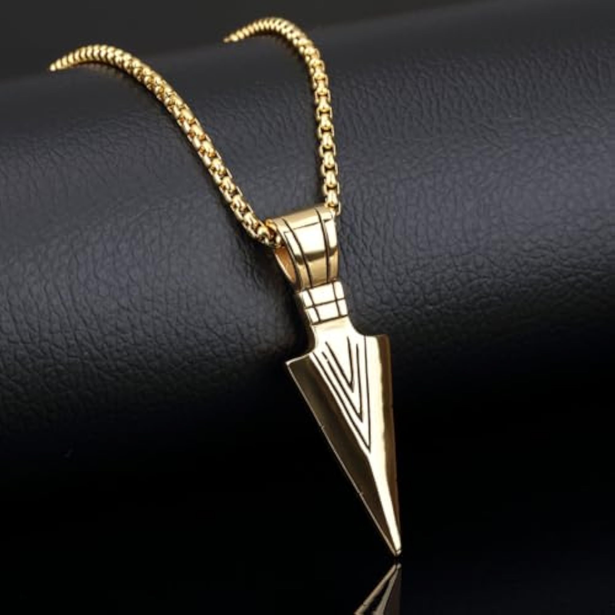 Men's Arrow Black Silver Gold Chain Locket Necklace