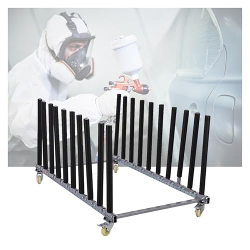 35 in Adjustable Painting Rack, Black Metal Auto Pating Rack with 4 Universal Wheels, Heavy-Duty Mobile Automotive Paint Stand for Painting & Repairing