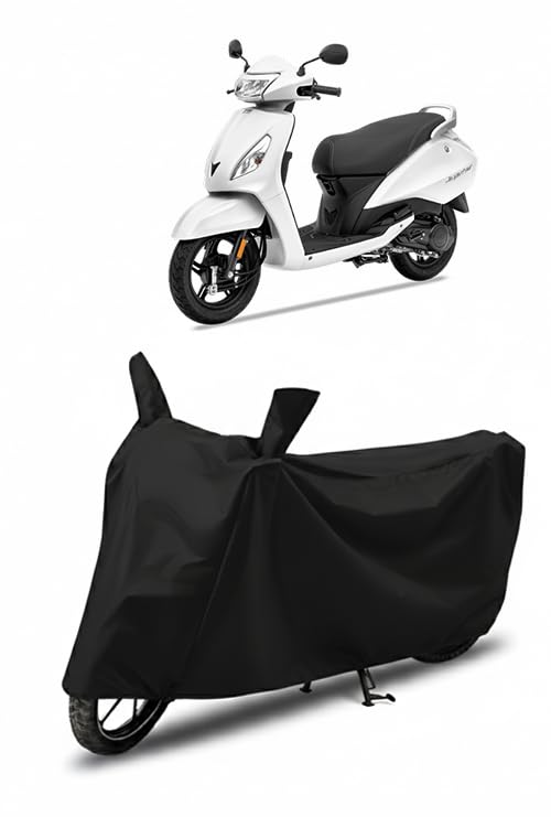 Image of DRAKOWISH Waterproof Scooty Cover for Tvs Jupiter | All Weather Protection from Rain, Dust, UV Rays & Scratches with Mirror Pockets & Buckle Belt | Jupiter Scooty Cover