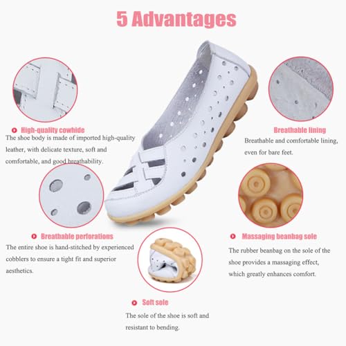 Orthopedic Flats Leather Soft Shoes, Women's Hollow Breathable Casual Shoes, Slip On Ballet Flats3