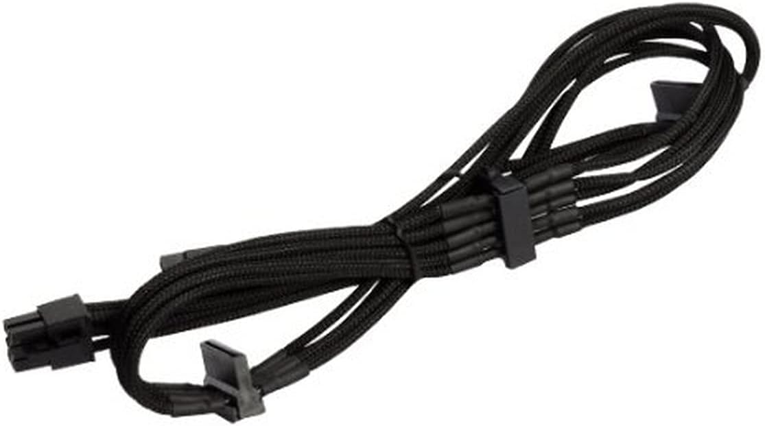 SilverStone Black Sleeved PSU Cable for Three SATA Devices & Slimline SATA adapter PP06B-3SATA80M