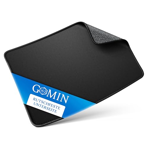 Gomin Gaming Mauspad L - 320 x 220 mm Mousepad rutschfest - ohne Störendes Logo und Fransenfreie Ränder - Verbessert Geschwindigkeit und Präzision für Büro, Computer, Laptop - Schwarz