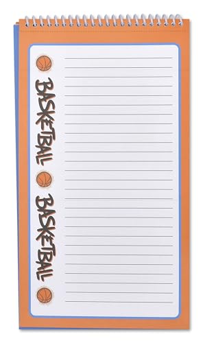 Image of iscream + Corey Paige Designs Fold and Send Boys Stationery - Basketball | 40 Pack, Fun Print, Spiral Bound, Large 10.5 inch x 5.75 inch Cards, Coordinating Sticker Sheets, Fold and Send, Summer Camp Ready