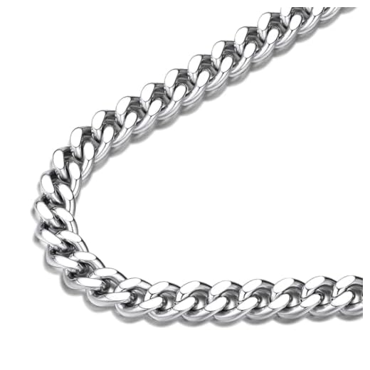 FindChic Men Curb Chain Necklace Stainless Steel Thick 7MM Link Chains for Men 14''-30'' 8 Length Options