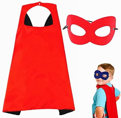 AICOC Capes and Masks For kids Double Side Dress up Costumes Christmas Halloween Cosplay Gift For Boys Girls