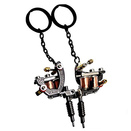 Mini Tattoo Machine Pendant Keychain Metal Gun Black Lucky Machine with Key Rings Portable Tattoo Machine #1338