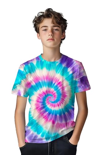 Image of Kids Tie Dye Shirt for Boys Girls Children Tie-Dye Hippes Tshirt Short Sleeve Tee Shirt for Todder