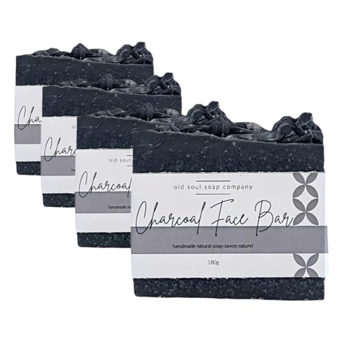 Old Soul Soap Company - Charcoal Face Soap Bar – Skin Renewing, Vegan-Friendly with Lavender & Tea Tree Oil – Deep Cleansing & Nourishing for Glowing Skin – 5.8 oz Pack 4