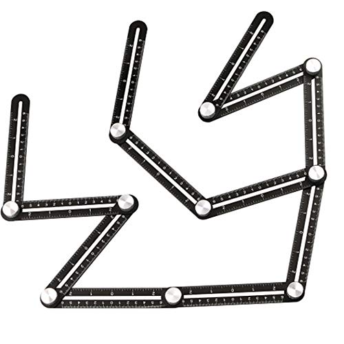 JTRHD Measuring Layout Tool Folding Ruler Masonry Floor Tile Tool Aluminum Alloy Any Angle Ruler for Carpenter Engineer Craftsmen (Color : Black, Size : One size)
