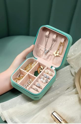 Image of Faux Leather Mini Jewelry Case Small Travel Jewelry Organizer Portable Jewelry Box Mini Storage Organizer Portable Display Storage Box For Rings Earrings Necklaces Gifts for New Year, Valentine's Day