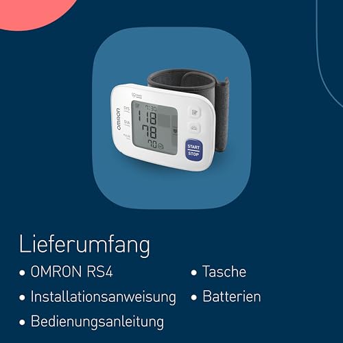 OMRON RS4 Automatisches Handgelenk-Blutdruckmessgerät, Testsieger Stiftung Warentest 11/2023,...