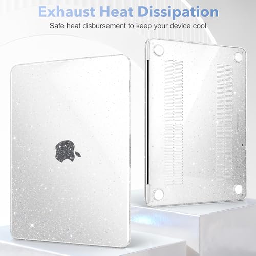 Image of May Chen Compatible with MacBook Neo 13 inch Model A3404 2026 Release, Slim & Lightweigh Frosted Finish Protective Case with Keyboard Cover&Screen Protector, Glitter Clear