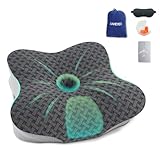 SAHEYER Travel Pillow for Sleeping, Ergonomic Cervical Neck Support Pillows, Lightweight Memory Foam Travel Pillow for Camping, Backpacking, Hammock - with Travel Storage Bag and Cooling Cover, Black