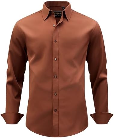 Men's Dress Shirts Stretch Wrinkle Free Formal Long Sleeve Shirts Business Casual Button Down Shirt