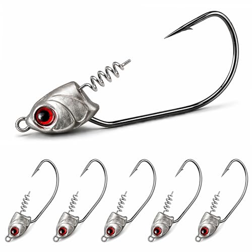 Vipfish Swimbait Jig Heads for Bass Fishing Weighted Jig Hooks for Paddle Tail Soft Plastic Lures 3/16oz 1/4oz 3/8oz 1/2oz High Carbon Steel Freshwater Saltwater Fishing (Raw Steel 3/16oz)