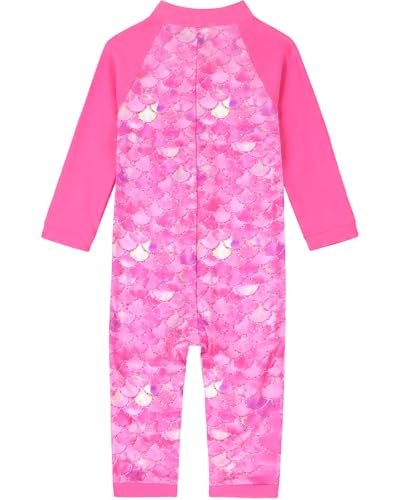 Image of weVSwe Baby Girl Toddler UPF 50+ Rash Guard Swimsuit Sun Protection Beachwear Zipper Bathing Suit 0-3 Years