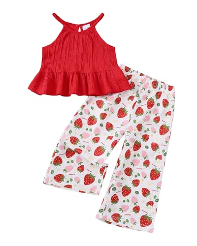 Toddler Clothes 2t 3t Girl Summer Outfits Cute Red Halter Ruffle Pants Set