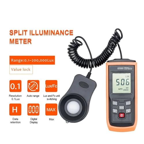 Fotómetro digital portátil LCD de 0 a 200000 lux con registro de máximos y mínimos para medición 2
