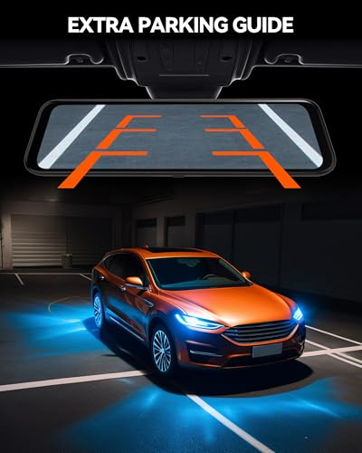 Image of WOLFBOX G840H 12 inch Touchscreen Mirror Dash Cam with WiFi, 2.5K Rear View Mirror Camera with 1080P Rear Camera, Mirror Dash Camera for Car Front and Rear, Parking Mode, WDR, Included 32GB Card and GPS