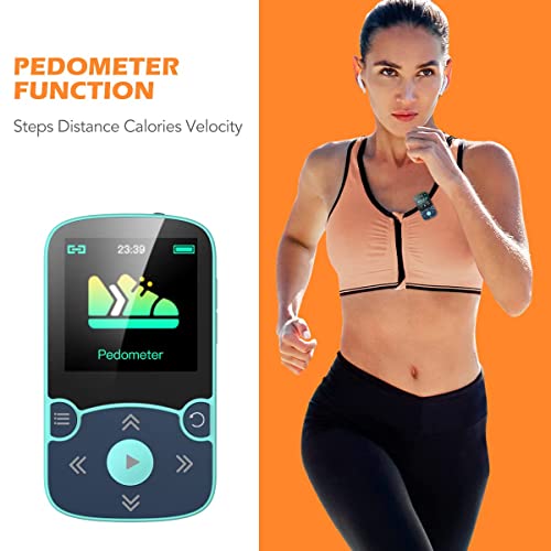 Image of AGPTEK 64GB MP3 Player with Clip, A65 Bluetooth 5.3 Music Player for Sports | with FM Radio, Voice Recorder for Running, Supports up to 128GB TF Card, Blue