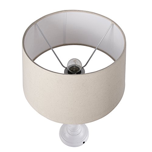 Image of Homesake Classic Twister Wooden Table Lamp with Fabric Shade | Handcrafted Bedside Lamp with E27 Holder| Bulb Included |Warm Light Night Lamp for Bedroom, Living Room, Study & Home Decor, Beige