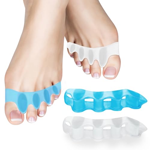 SUNFATT Zehenspreizer Blau [4 Stück] Soft-Gel Zehentrenner für Yoga Sport & Wellness Zehenspreizer Silikon zur Entspannung müder Füße & Regeneration Hilft bei Hammerzehen & Verspannungen